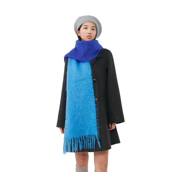 Good Neighbour | GANNI Mohair Gradient Scarf (Silver Lake Blue)