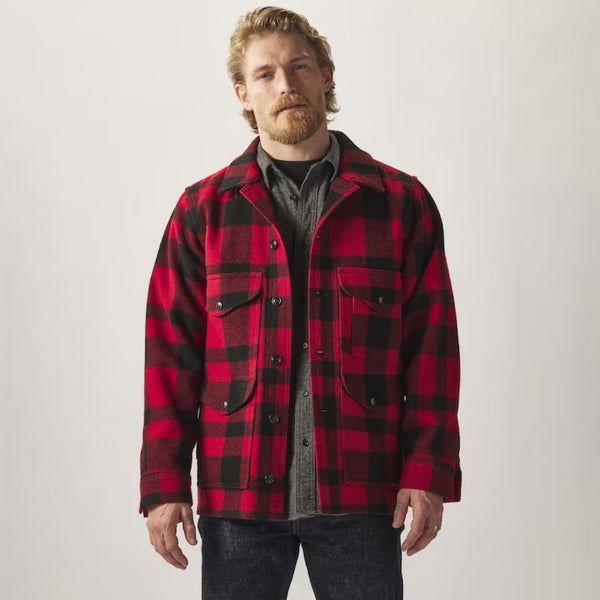 Plaid red store and black jacket