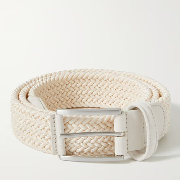 Mens white deals woven belt