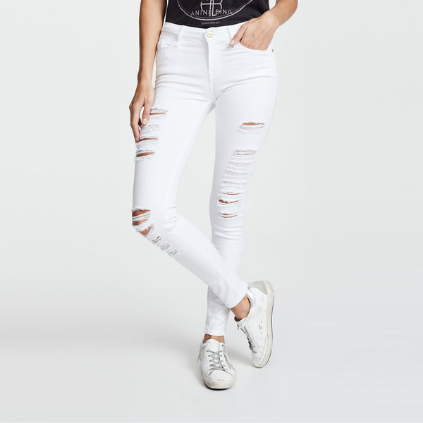 Girls white hot sale distressed jeans