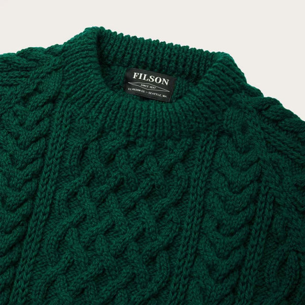 Wool Fisherman Sweater in Green