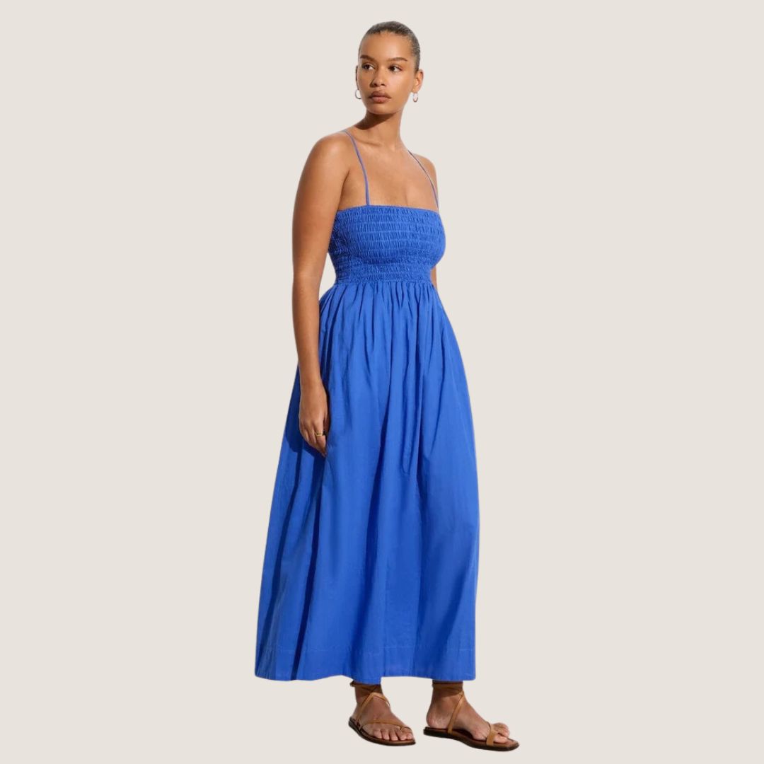 Good Neighbour | Faithfull Agolde Midi Dress (Sicilian Blue)