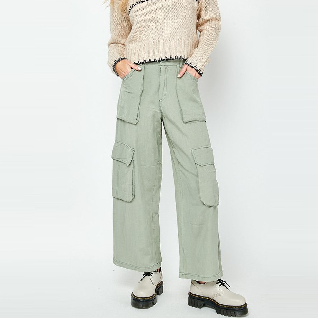 Straight Cargo Pants (Olive)