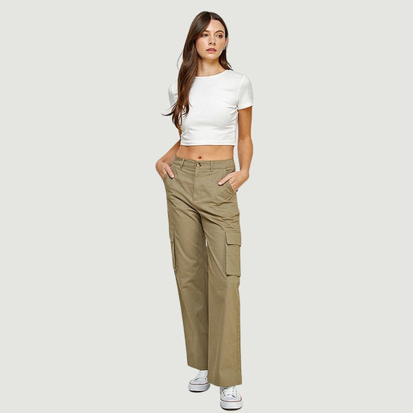 Good Neighbour | Ellison Wide Leg Cargo Pants (Olive)