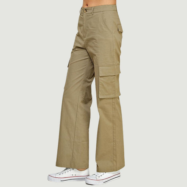 Good Neighbour | Ellison Wide Leg Cargo Pants (Olive)