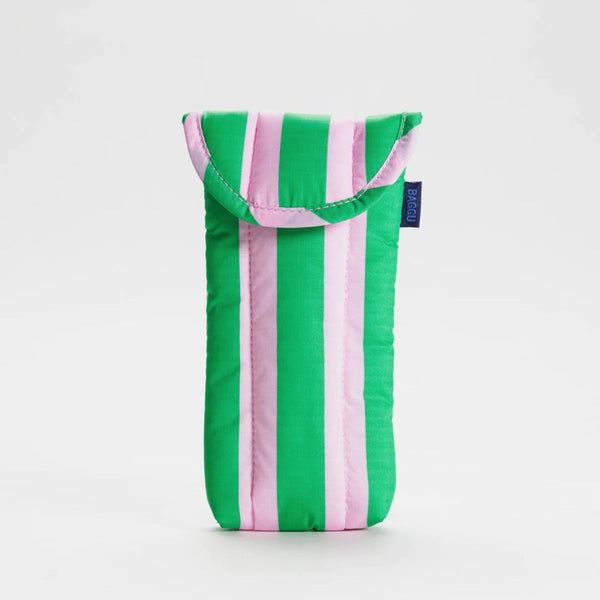 Good Neighbour | Baggu Puffy Glasses Sleeve (Pink Green Awning Stripe)